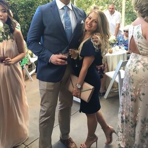 Navy one shoulder dress